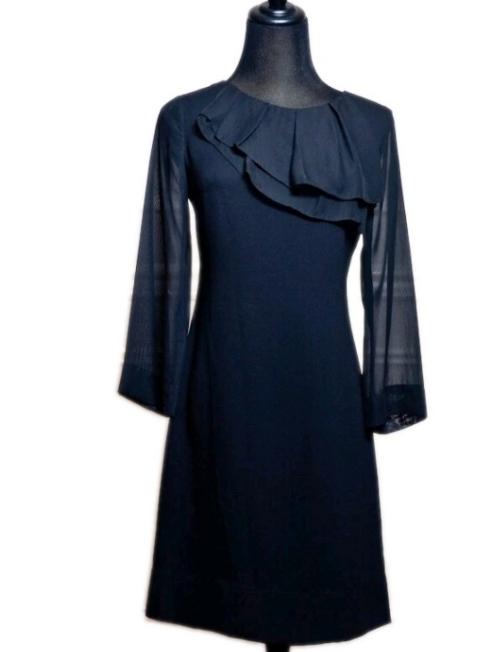 Max and Cleo Women's Black Sheer Sleeve Shift Dress Msrp $138.00
